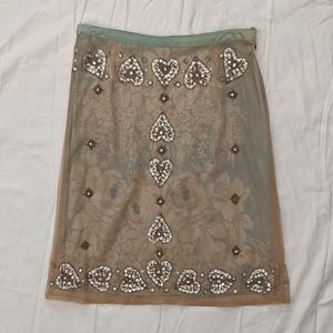 Blush & Pale Blue Pencil Skirt with Beading